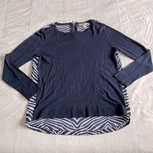 Michael Michael Kors Zebra Print Mixed Media Top Size Medium